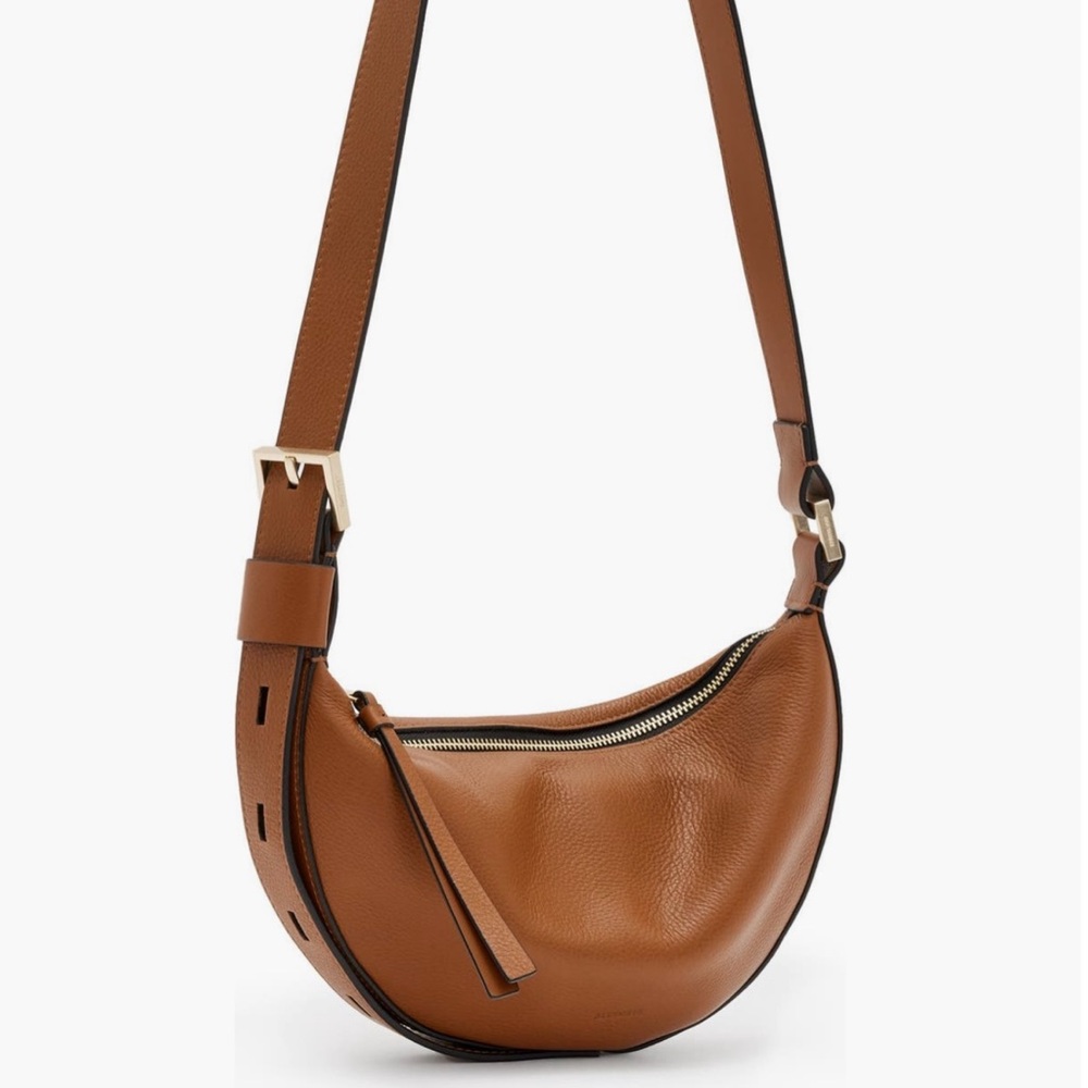 All Saints Half Moon Leather Cross Body Bag